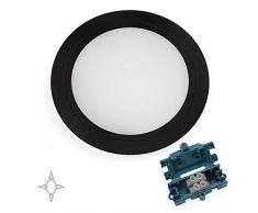 Emuca - Luce LED per mobile, faretto led da incasso, nessun convertitore necessario, diametro 84 mm, acciaio e plastica, nero opaco.