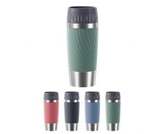 Emsa Travel Mug Easy Twist, Acciaio INOX Plastica Silicone, nero, 360 Ml