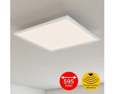 Briloner Leuchten Pannello Luminoso a soffitto a LED Movimento, Ultra Piatto, plafoniera 38W, 4.100 Lumen, sensore di Luce Naturale, Quadrato, Bianco, 59 38 W, 59.5 x 59.5 cm (LxB)