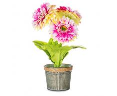 EUROCINSA Eurocinesa RIF.60170C21 Raccoglitore Gerbera Daysi Rosa-Verde, Scatola da 2 Pezzi, Plastica, Metallo, 20 x 34 cm