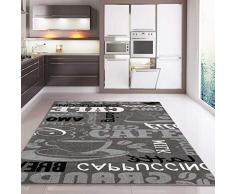 VIMODA Tappeto Moderno Tappeto da Cucina Corsia Cucina caffè Grigio Bianco Nero Specchia - Nero, 120 cm x 170 cm