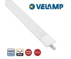 VELAMP Starled236 Barra LED 125cm da Esterno, Plafoniera da Giardino. Super Luminosa 5000lm (45W), Colore Naturale 4000K. Montaggio Semplice. Impermeabile IP65, Bianco