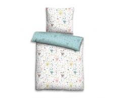 Biberna 0007233 Kids & Teens - Biancheria da letto in flanella, con federa (cotone), 1 x 100 x 135 cm + 1 x 40 x 60 cm, colore: Bianco