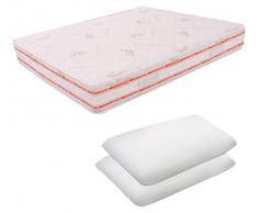 MiaSuite MATERASSO MATRIMONIALE SFODERABILE MEMORY FOAM 6 CM 180X190 ALTO 25 CM + DUE CUSCINI LATTICE ALTO 12 CM RELAX ORTOPEDICO