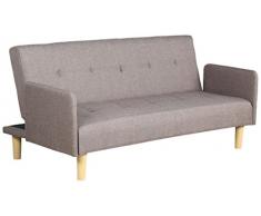 Lo+DeModa Elephant Divano Letto Divanoletto, Gommapiuma D50/Lino/Legno di Eucalipto/Poliestere/Polipropilene, Marrone, 109x182x41 cm