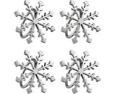 WeRChristmas, Set di 4 portatovaglioli a Forma di Fiocco di Neve, Multicolore, 7 cm