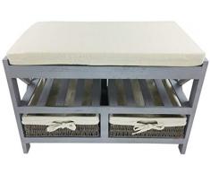 Geko - Panca con Cuscino e 2 cestini, 65 cm, Taglia Unica, Colore: Grigio