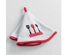 Douceur dintérieur Asciugamani Rotondo (0) 60 cm Spugna Ricamata spatola Rossa
