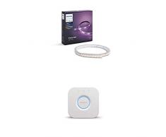 Philips Lighting Hue Bridge 2.0 Controllo del Sistema + Hue Striscia LED, Bianco, 2 m [Classe di efficienza energetica A]