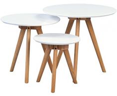 HomeTrends4You Bono - Tavolino in Legno, 50 x 50 x 45 cm, Colore: Bianco