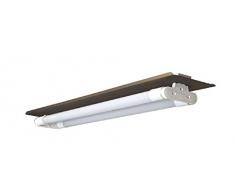 115/2x10/ME - Plafoniera lamiera piatta in marrone anticato, diretta a 220V per 2 tubi LED da 10W.