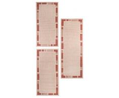 andiamo Louisville - Set di tappeti e passatoie per Il Letto, 1 x 67 x 180 cm, 2 x 67 x 140 cm, Polipropilene, Beige/Terra, 2x67x140 + 180x67x1