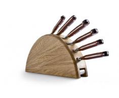 Del Ben CUSINE/R/6/14 Set di coltelli con Manico in Legno di Rosa, Acciaio Inox, su Ceppo in faggio