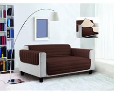 Trendy Copri Divano Trapuntato, Marrone/Panna, 1 Posto