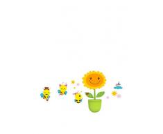 Lo+DeModa Happy Bees Vinile Decorativo con 3 Appendiabiti e Recipiente, PVC, Multicolore, 17x13x0.18 cm