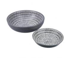 Gisela Graham - Set di 2 piatti rotondi in ceramica, colore: Grigio scuro
