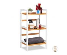 Relaxdays Scaffale Bagno, Mensole per Cosmetici, Asciugamani & Accessori, Mobile in bambù,HLP 80x45x31,5 cm,Bianco/Legno, Naturale, 80 x 45 x 31,5 cm