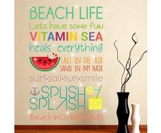 Wallflexi Cameretta Cristalli Swarovski e Spiaggia Citazioni murale Decalcomanie Home Decorazione Soggiorno Ristorante Cafe Ufficio Décor