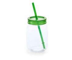 Ebuygb 600Â ml Mason Jam Cocktail Bere Vaso con Straw-BP: Bicchiere, Senza BPA, plastica, Verde, 19Â x 8.41Â x 7.39Â cm