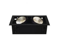 SLV coperte da incasso faretto Kadux Double XL, 2 x 24,5 W, Lampadina LED, 3000 K, A 30, con driver, clip piume, Nero 115740