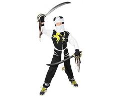 Foxxeo - Costume di Carnevale, soggetto: drago Ninja, da bambino, colore: nero, taglia: 98/104, colore: bianco
