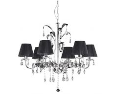 Onli Lampadario Moderno in Metallo Cromo con Paralumi, Nero