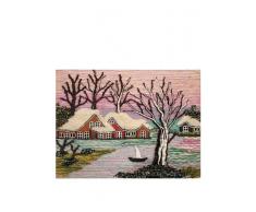 Jute & Co. Arazzo Tessuto su Telaio Artigianale Indiano, 100% Juta, Multicolore, 45 x 60 cm