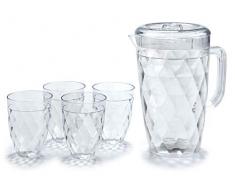 Ar 48663 Set Caraffa 1,25 Lt + 4 Bicchieri 20x12, Plastica