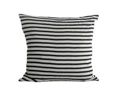 House Doctor - Federa per Cuscino, Motivo a Righe, 50 x 50 cm, Colore: Nero/Grigio