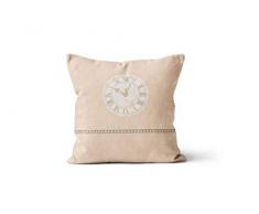 Soleil docre Esprit de Famille - Cuscino Decorativo, in Cotone, 40 x 40 cm, Colore: Ecru