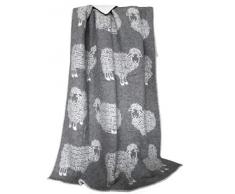 Jowollina Silkeborg Wolli - Coperta Double-Face in 100% Lana, 130 x 200 cm, Colore: Bianco/Grigio