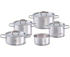 Fissler Berlin - Set Pentole in Acciaio Inox (5 Pezzi) Batteria di Pentole con Coperchio, Impilabili, Aiuto per Versare, Induzione, Tutti i Tipi di Pentole