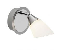 Brilliant opalina LED Faretto da parete, 1Â X 4Â W LED integrato, 1Â X 320Â Lumen, 3000Â K Bianco caldo, metallo/vetro, ferro cromato/bianco, 7.1Â x 12Â x 12Â cm, g07110/77