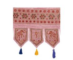RAJRANG, Decorazione da Appendere per Porta, in Cotone Ricamato, Rosa (Rosa)
