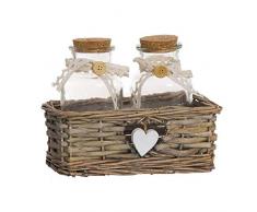 DCASA Set 2 Bottiglie Decorative Cuore Home Unisex Adulto, Composto