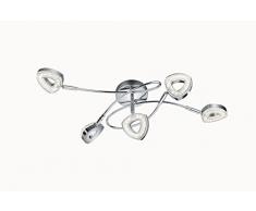 Reality Leuchten R62135106 Tours Plafoniera a LED, 5 Spots Integrati in Diffusore Triangolo, Cromato Integriert, 4.5 W, Chrom, 20 x 54 x 17 cm