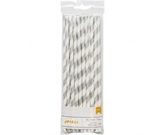 American CraftsÂ âÂ Dettagli, cannucce di Carta a Righe 2silver, Acrilico, Multicolore, 3Â Pezzi