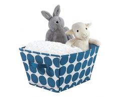iDesign Scatola Grande, Contenitore Mix Cotone e Poliestere con 2 Manici Laterali, Portaoggetti Tessuto a Pois per armadi, camerette e Altro, Blu, 38,1 cm x 30,5 cm x 22,9 cm