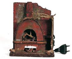 Euronatale Forno a Legna con Fuoco, 17 x 14 x 10 cm, Multicolore