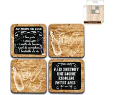Vino De Francia Lotto 12 Set 4 Sottobicchieri Au Menu Ce Soir, 10 x 10 cm