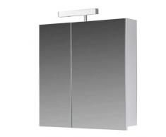 EUROSAN armadietto a Specchio, Super Piatta, alogena Lampada, Bianco, Berlino, Legno, Legno, Bianco, 60 x 62 x 13 cm