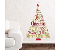 Wallflexi Natale Decorazioni murali Adesivi da Muro English Citazioni Albero di Natale Decalcomanie Soggiorno Bambini Scuola Materna Ristorante Hotel Home Office DÃ©cor, Multicolore