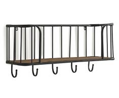 GEESE Scaffale per Parete con Appendiabiti, Metallo, Marrone/Nero, 26Â x 71Â x 32Â cm