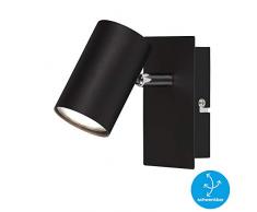 Briloner Leuchten Parete, orientabile, faretto a 1 Lampadina, GU10, Max. 40 Watt, Colore Nero