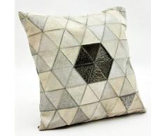 M S L - Cuscino in pelle di mucca, colore: grigio e argento