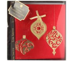 Tom Smith - Biglietti di Auguri Realizzati a Mano, Motivo: Palle di Natale, Confezione da 5, Colore: Rosso e Oro