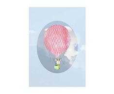 Komar - Quadro da Parete Happy Balloon Blu, per Soggiorno, Camera da Letto, Decorazione, Stampa Artistica, Disponibile in 3 Misure, Multicolore, P038C-30x40