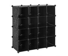 Scarpiera Guardaroba Armadietto Scaffale Cubi Mobiletto Modulare Con 16 Scomparti 92,5 x 37 x 92,5 Cm (Colore Nero)