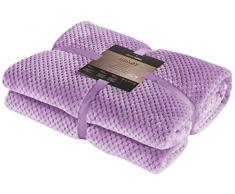 DecoKing- Coperta in microfibra, pile morbido, Tessuto, 150 x 200 cm, Viola