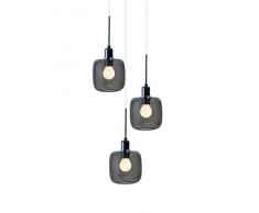 SP Light and Design Diva sospesione Tripla, Struttura Cromo, Vetro Grigio Lampada a Sospensione 4 W